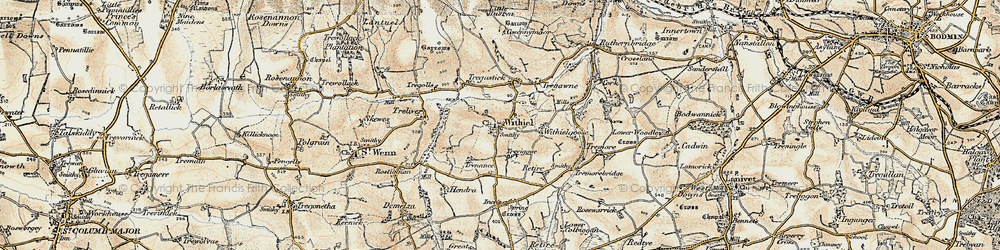 Old map of Withiel in 1900