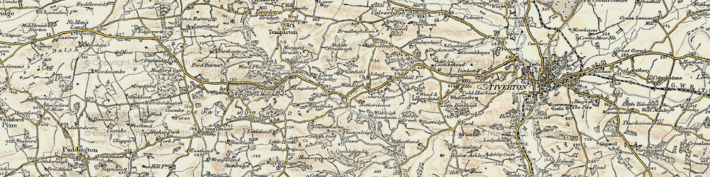 Old map of Withleigh in 1899-1900