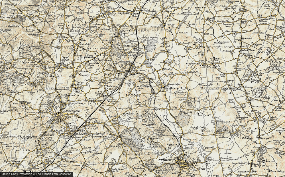 Old Map of Withybed Green, 1901-1902 in 1901-1902