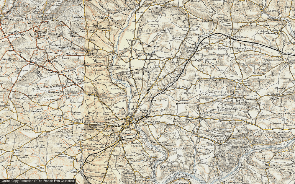 Old Map of Historic Map covering Arnolds Down in 1901-1912