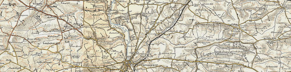 Old map of Arnolds Down in 1901-1912