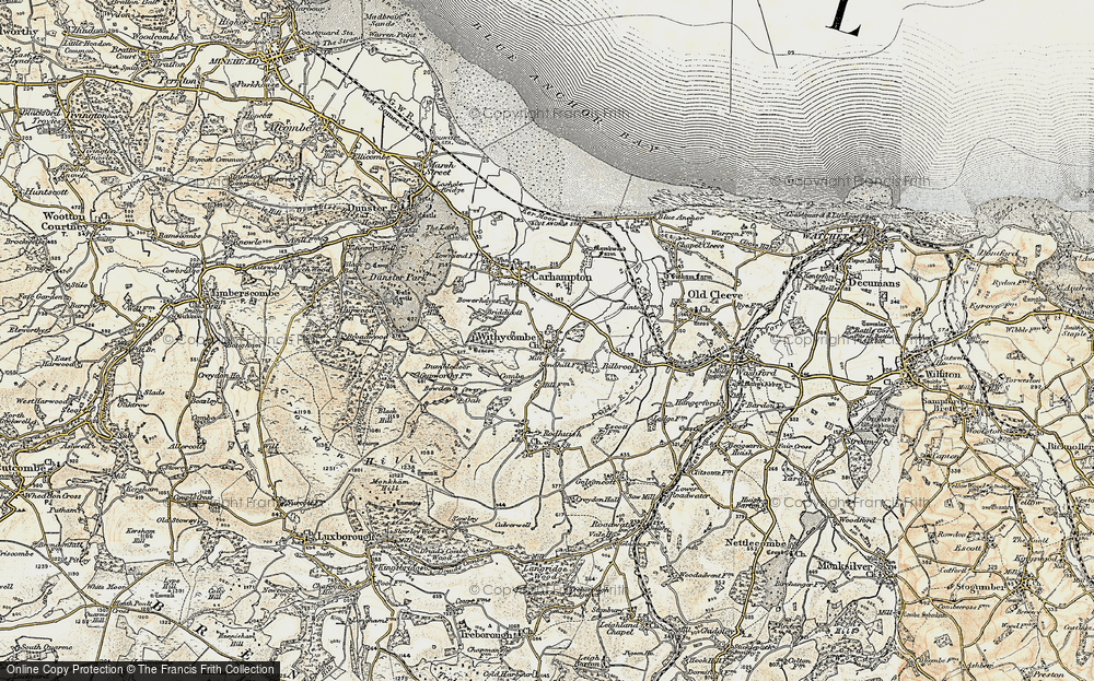 Old Map of Historic Map covering Withycombe Hill in 1898-1900