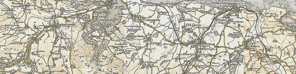 Old map of Withycombe Hill in 1898-1900