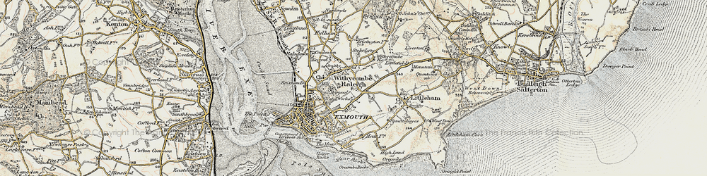 Old map of Withycombe Raleigh in 1899