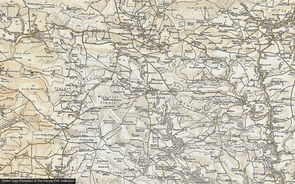 Old Map of Historic Map covering Brightworthy Barrows in 1900