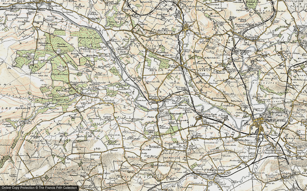 Old Map of Historic Map covering Witton Castle in 1903-1904