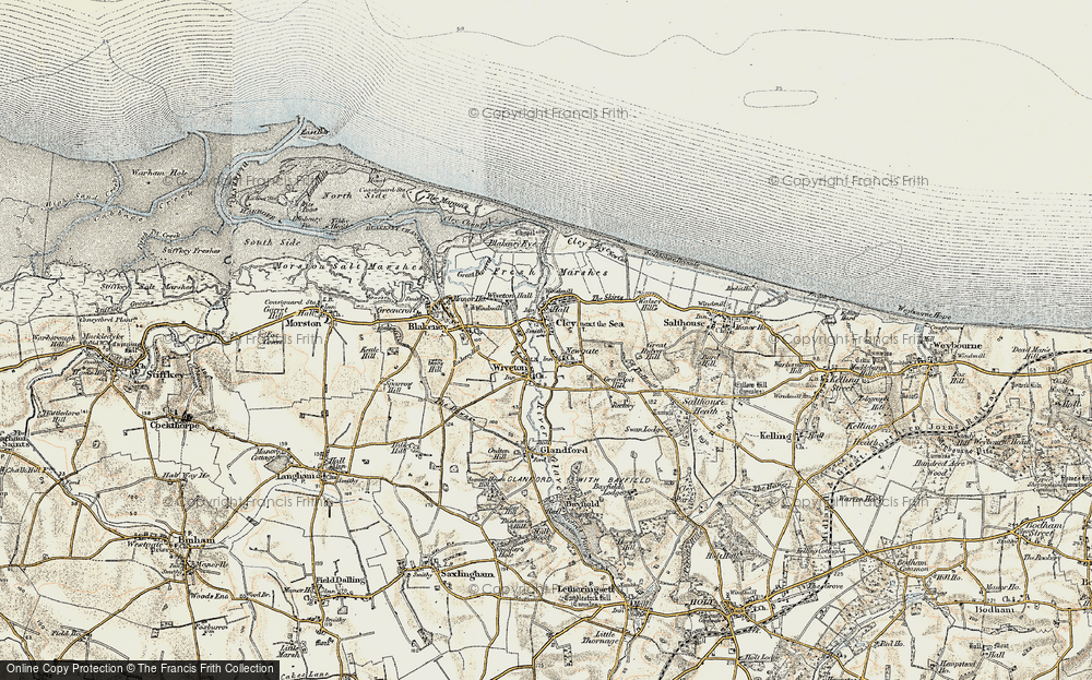 Old Map of Historic Map covering Blakeney Eye in 1901-1902