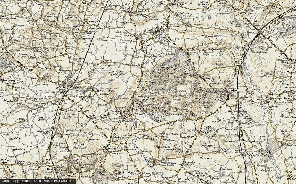 Old Map of Historic Map covering Weston Heath Coppice in 1902
