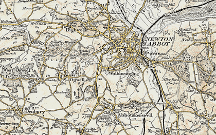 Old map of Wolborough in 1899