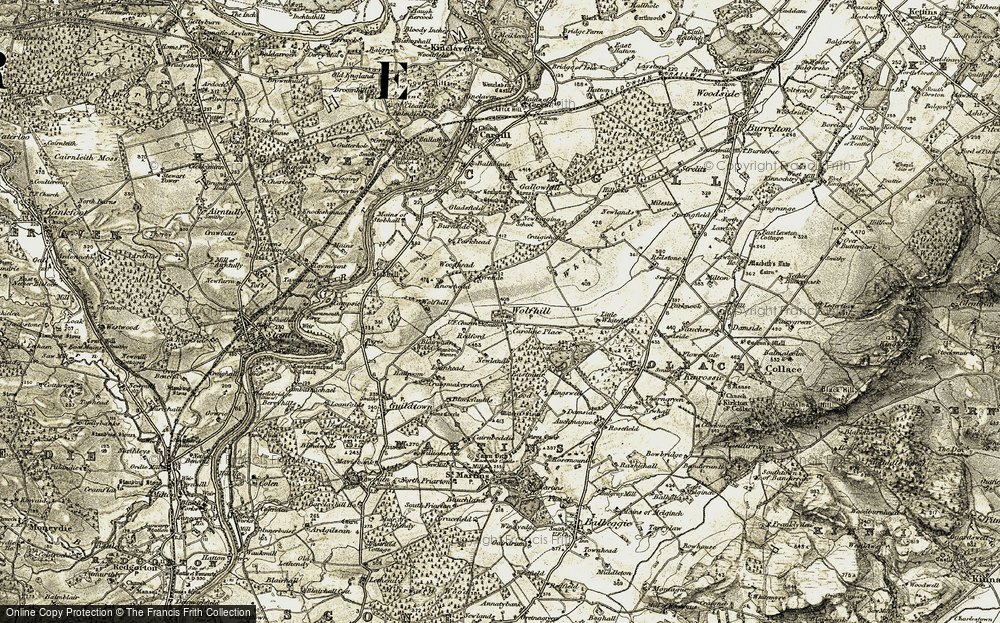 Old Map of Historic Map covering Stobhall in 1907-1908