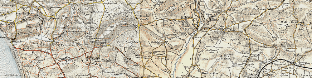 Old map of Leweston Mountain in 1901-1912