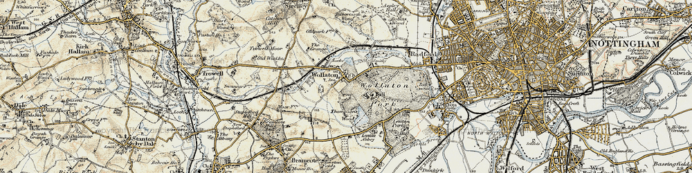 Old map of Wollaton in 1902-1903