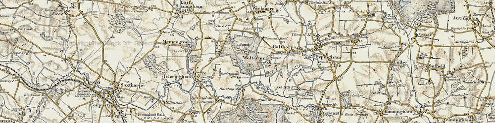 Old map of Wolterton in 1901-1902