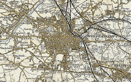 Old map of Wolverhampton in 1902