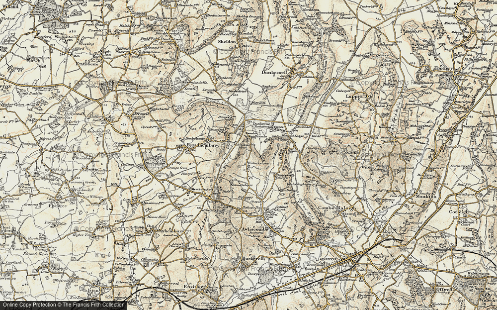 Old Map of Historic Map covering Wolford Lodge in 1898-1900