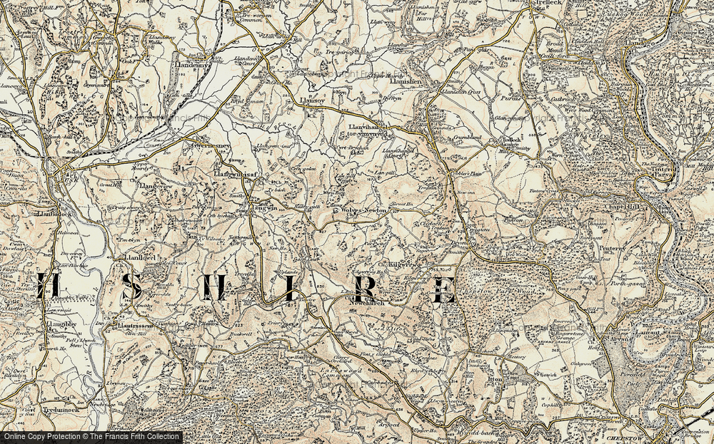 Old Map of Wolvesnewton, 1899-1900 in 1899-1900