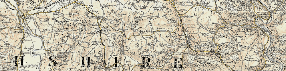 Old map of Wolvesnewton in 1899-1900
