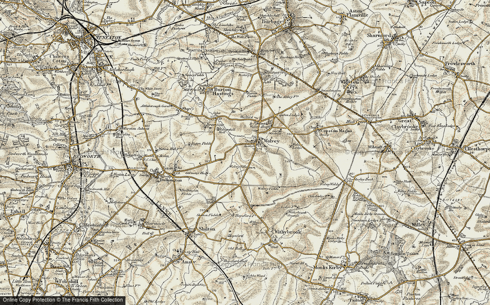 Old Map of Wolvey, 1901-1902 in 1901-1902
