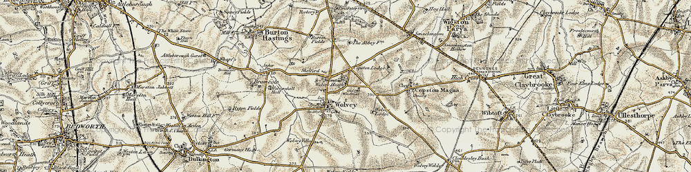 Old map of Wolvey Heath in 1901-1902
