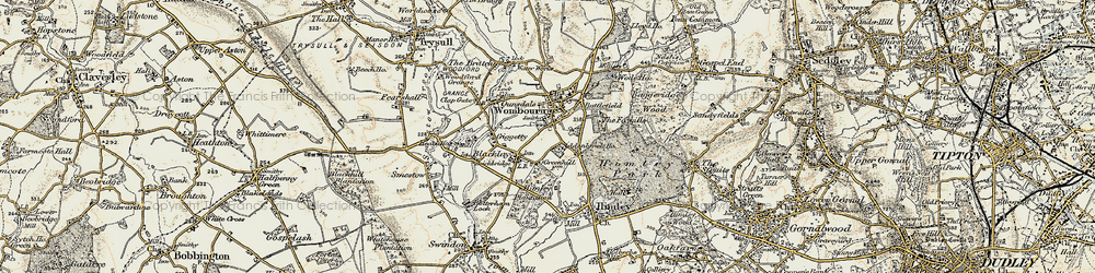 Old map of Wombourne in 1902