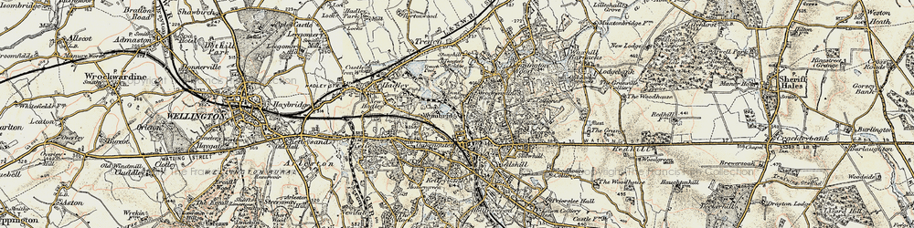 Old map of Wombridge in 1902