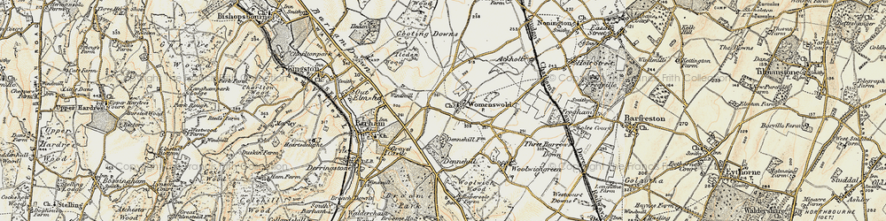 Old map of Womenswold in 1898-1899