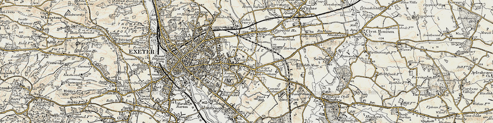 Old map of Wonford in 1899