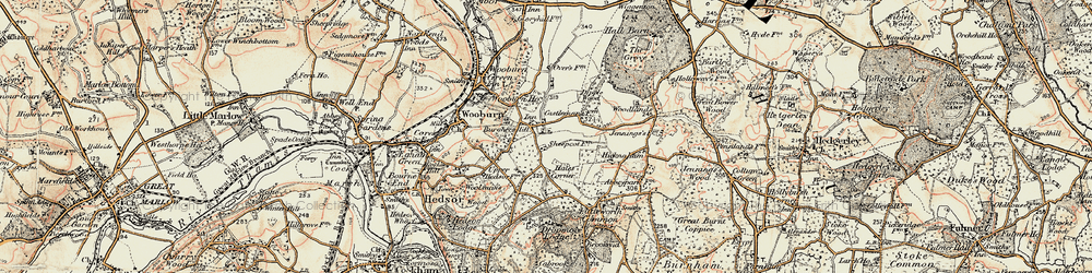 Old map of Wooburn Common in 1897-1898