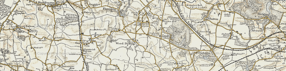 Old map of Wood Dalling in 1902