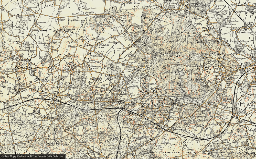 Old Map of Historic Map covering Ascot Heath in 1897-1909