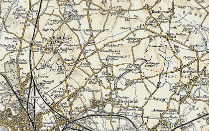 Old map of Wood Hayes in 1902