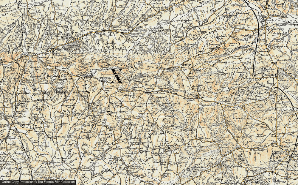 Old Map of Historic Map covering Brightling Down in 1898