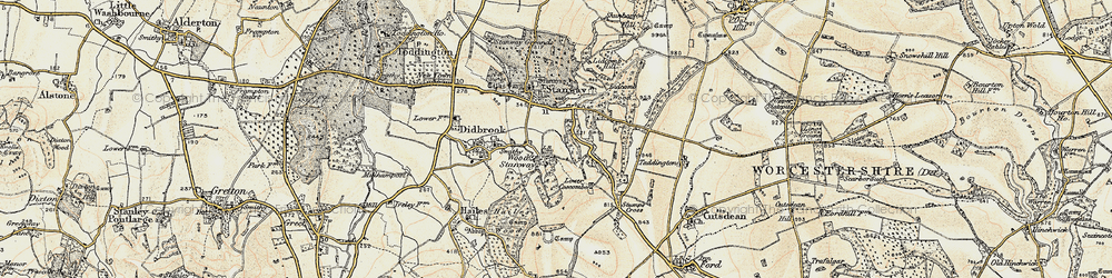 Old map of Wood Stanway in 1899-1900