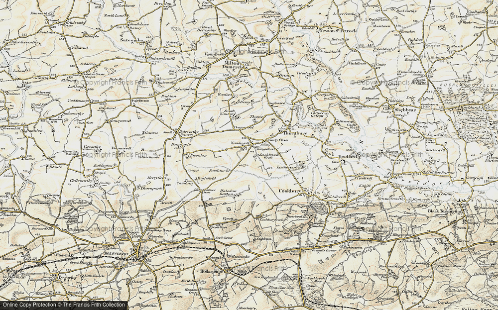 Old Map of Woodacott Cross, 1900 in 1900