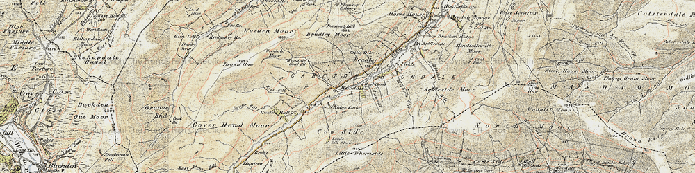 Old map of Angram Reservoir in 1903-1904