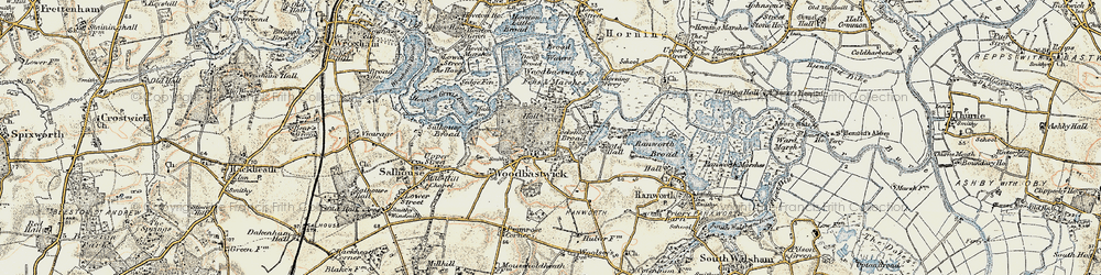 Old map of Woodbastwick Fens & Marshes in 1901-1902