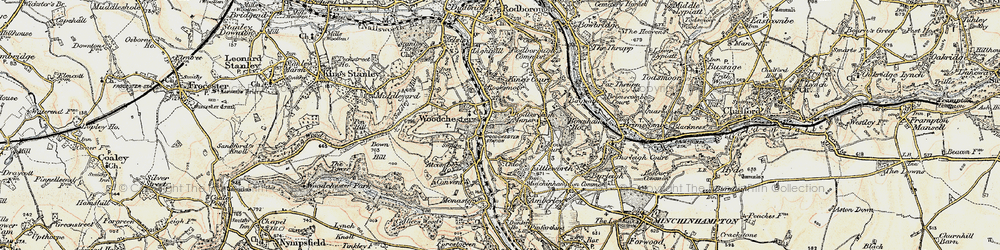 Old map of Woodchester in 1898-1900