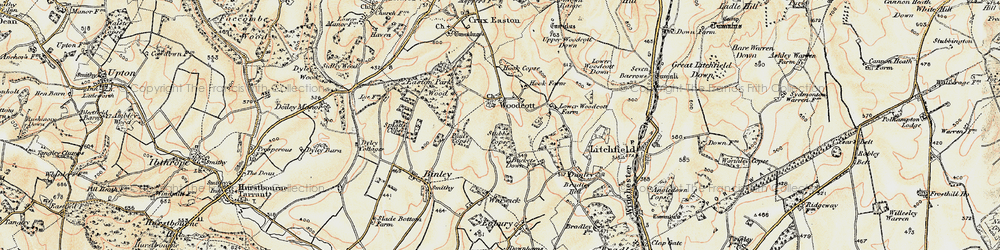 Old map of Woodcott in 1897-1900