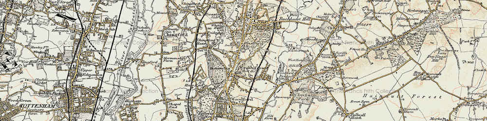 Old map of Woodford Wells in 1897-1898