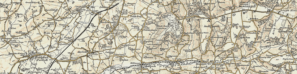 Old map of Woodgate in 1898-1900