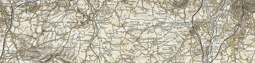 Old map of Woodgate in 1901-1902