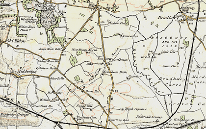Old map of Woodham Burn in 1903-1904