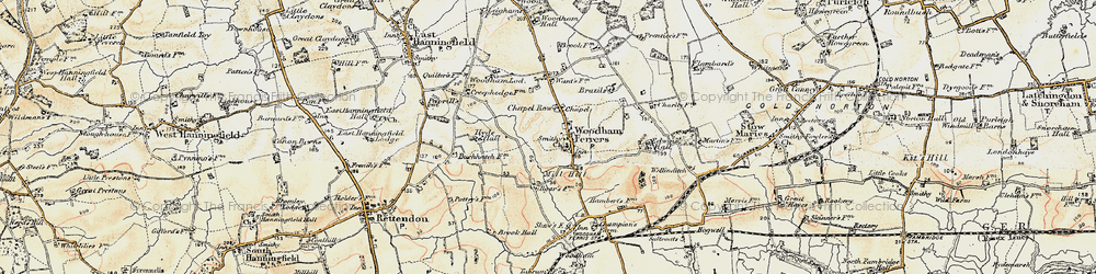 Old map of Woodham Ferrers in 1898