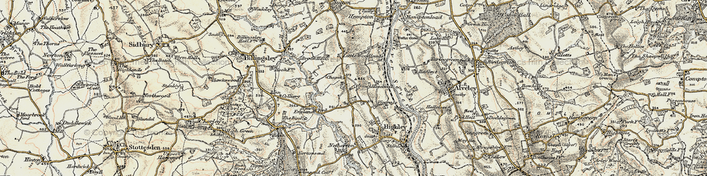Old map of Woodhill in 1901-1902