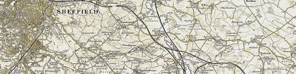 Old map of Woodhouse Mill in 1902-1903