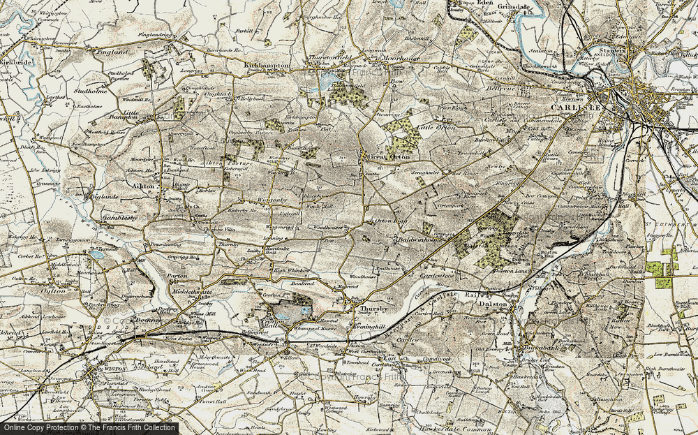 Old Map of Historic Map covering Wiggon Rigg in 1901-1904