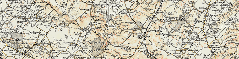 Old map of Woodland in 1898-1899