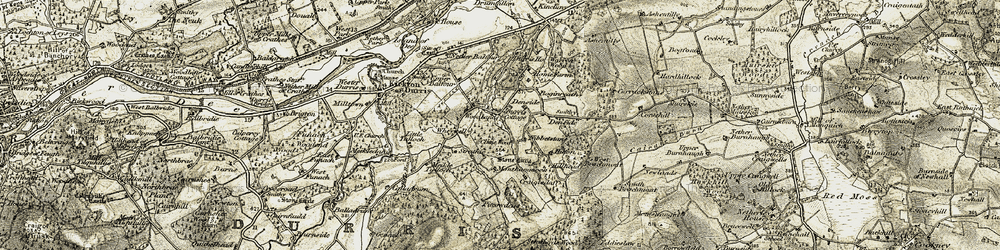 Old map of Woodlands in 1908-1909