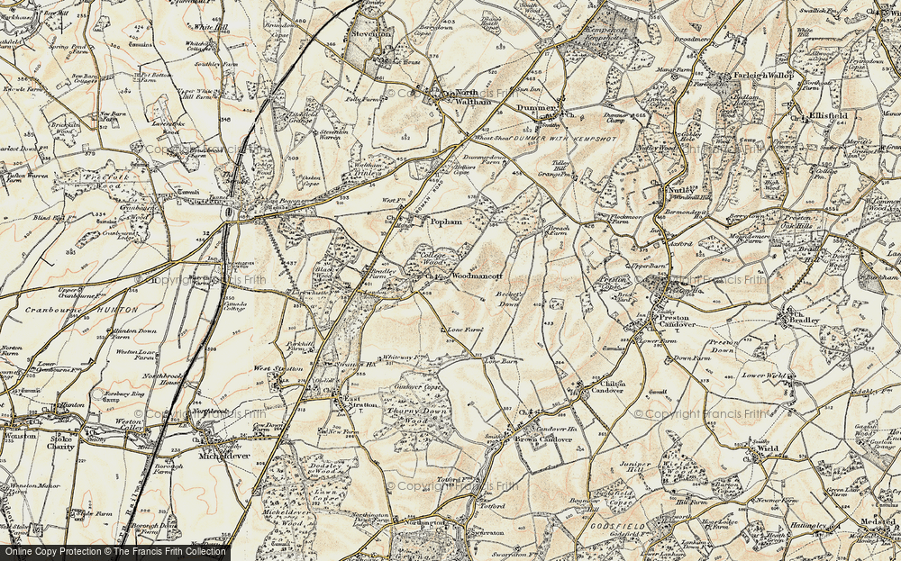 Old Map of Historic Map covering Becket's Down in 1897-1900