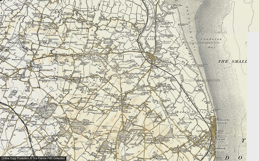 Old Map of Woodnesborough, 1898-1899 in 1898-1899